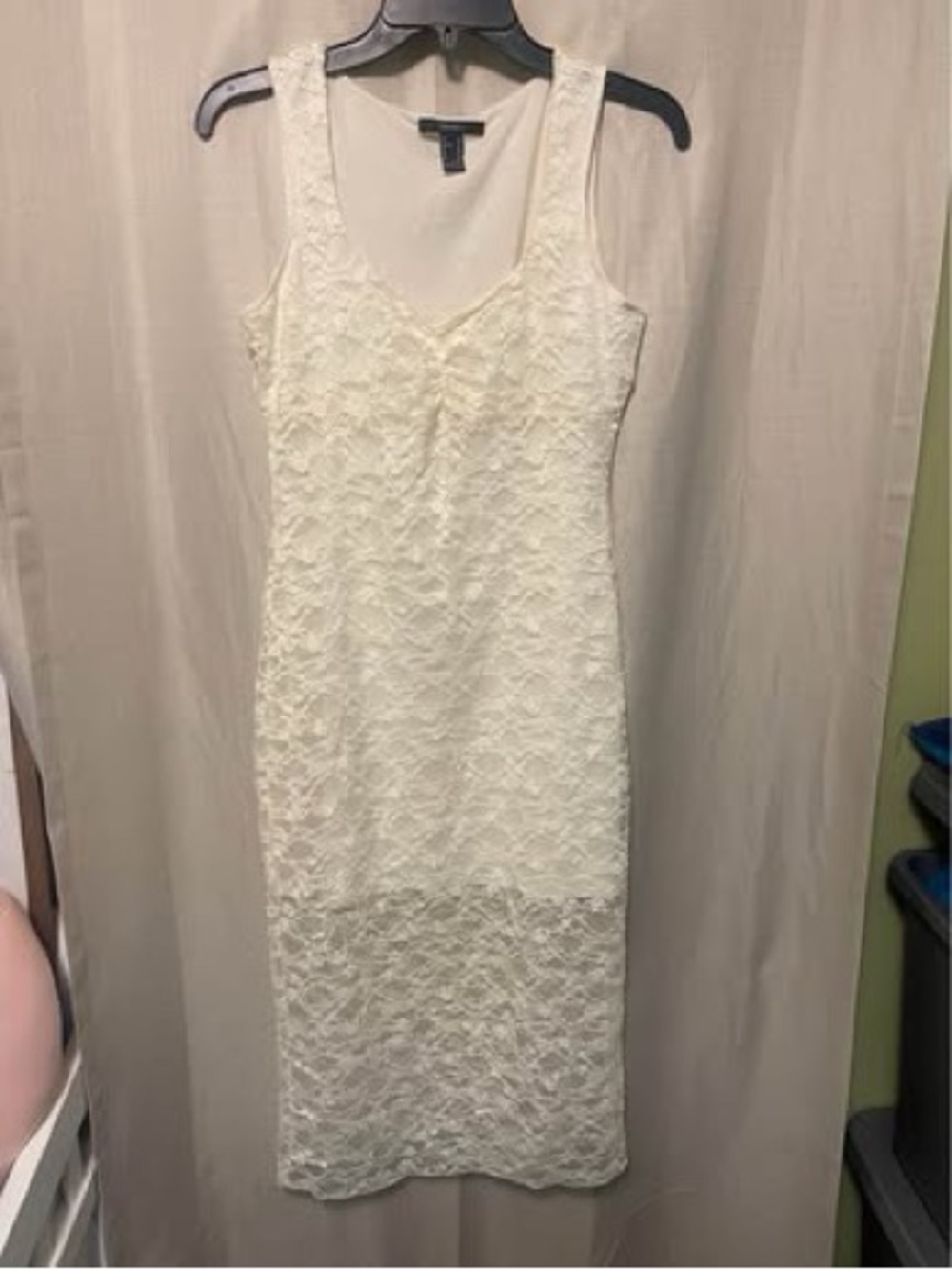 Forever 21 Cream Lace Tank Midi Dress